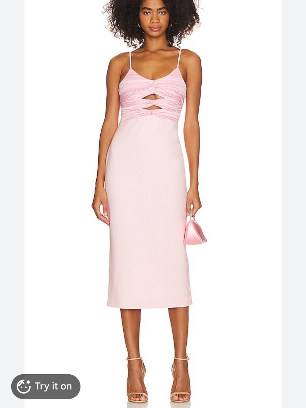 Likely Dress in Rose Shadow Ruched Cutout Midi Dress